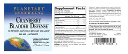 Label for Cranberry Bladder Defense