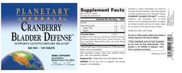Label for Cranberry Bladder Defense