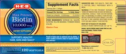 Label for Max Potency Biotin 10,000 mcg