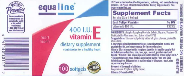Label for 400 IU Vitamin E