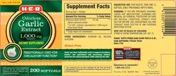 Label for Odorless Garlic Extract 1,000 mg