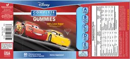Label for Disney Cars Complete Multi-Vitamin Gummies