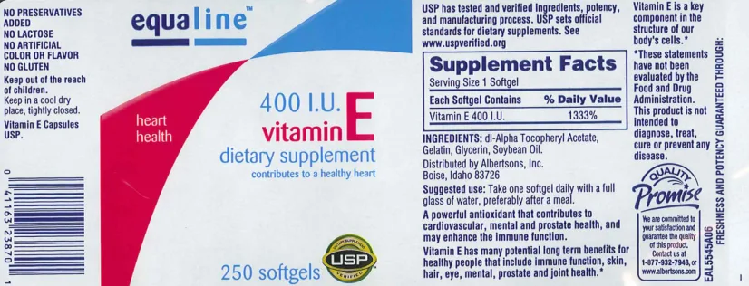 Label for 400 IU Vitamin E