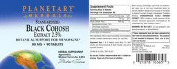 Label for Standardized Black Cohosh Extract 2.5% 80 mg