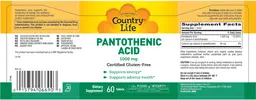 Label for Pantothenic Acid 1000 mg