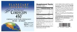 Label for Full Spectrum Cordyceps 450