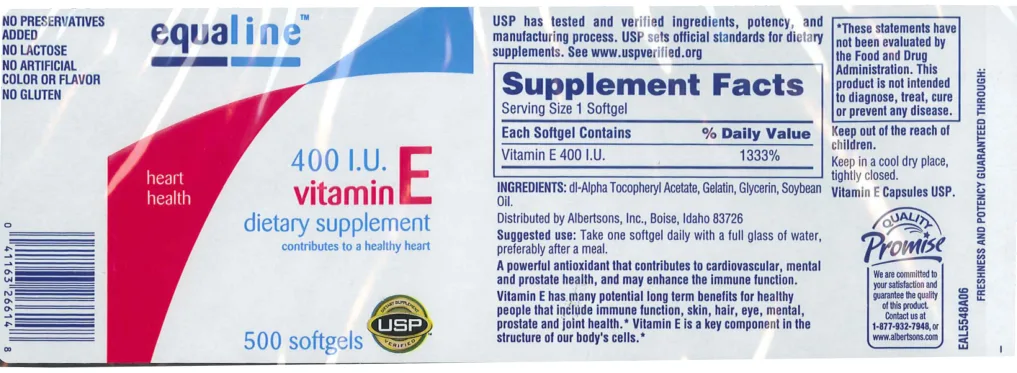 Label for 400 IU Vitamin E