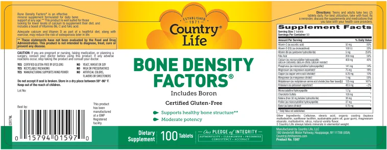 Label for Bone Density Factors