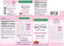 Label for Quick Dissolve Biotin 10,000 mcg Strawberry Flavored