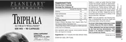 Label for Triphala 500 mg