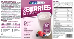Label for 100% Berries + Whey Berry Flavor