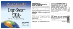 Label for EarthSweet Stevia With FOS