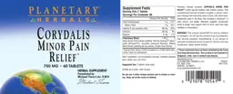 Label for Corydalis Minor Pain Relief