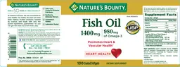 Label for Fish Oil 1400 mg