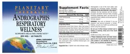 Label for Andrographis Respiratory Wellness