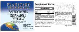 Label for Andrographis Respiratory Wellness