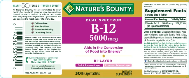 Label for Dual Spectrum B-12 5000 mcg