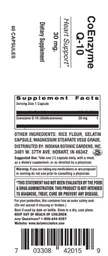 Label for CoEnzyme Q-10 30 mg