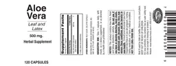 Label for Aloe Vera 500 mg