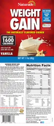 Label for Weight Gain Vanilla