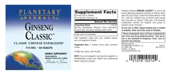 Label for Ginseng Classic 710 mg