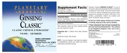 Label for Ginseng Classic 710 mg