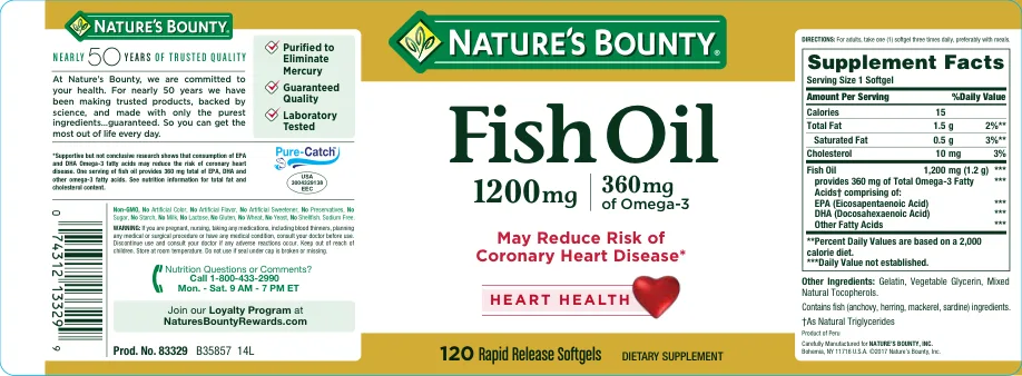 Label for Fish Oil 1200 mg