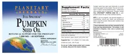 Label for Full Spectrum Pumpkin Seed Oil 1,000 mg