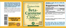 Label for Beta-Carotene 7,500 mcg