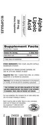 Label for Alpha Lipoic Acid 250 mg