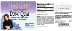 Label for Full Spectrum Dong Quai 550 mg