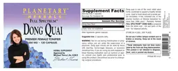 Label for Full Spectrum Dong Quai 550 mg