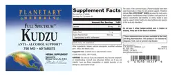 Label for Full Spectrum Kudzu 750 mg