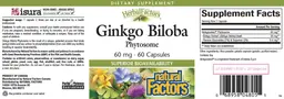 Label for Ginkgo Biloba Phytosome 60 mg