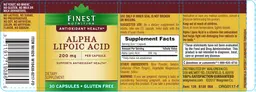 Label for Alpha Lipoic Acid 200 mg