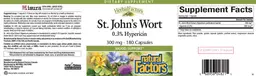 Label for St. John's Wort 300 mg