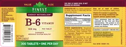 Label for B-6 Vitamin 100 mg