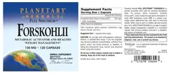 Label for Full Spectrum Forskoholii 130 mg