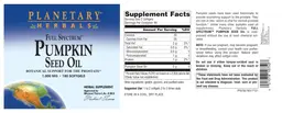 Label for Full Spectrum Pumpkin Seed Oil 1,000 mg