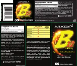 Label for B12 2500 mcg
