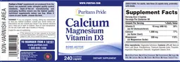 Label for Calcium Magnesium Vitamin D3
