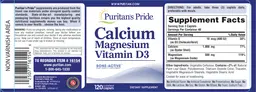 Label for Calcium Magnesium Vitamin D3