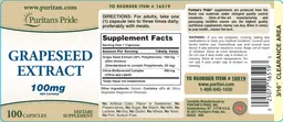 Label for Grapeseed Extract 100 mg