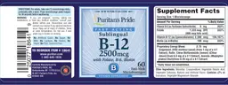 Label for Sublingual B-12 2500 mcg