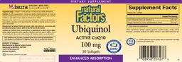 Label for Ubiquinol Active CoQ10 100 mg