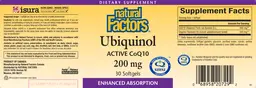 Label for Ubiquinol Active CoQ10 200 mg