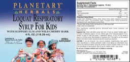 Label for Loquat Respiratory Syrup For Kids