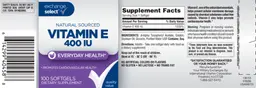 Label for Vitamin E 400 IU