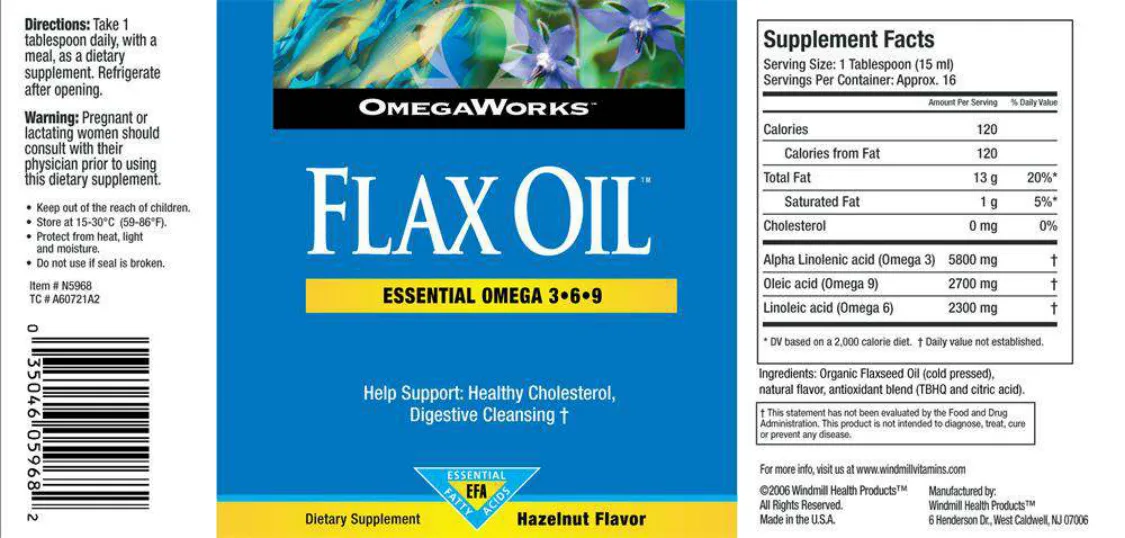 Label for Flax Oil