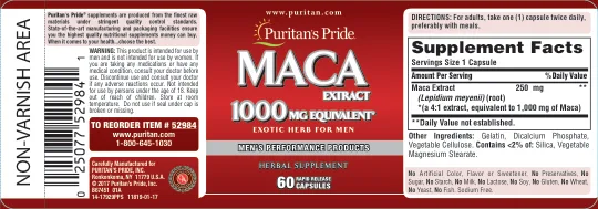 Label for Maca Extract